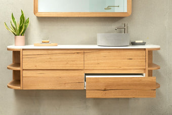 Wood bathroom vanity Surfcoast