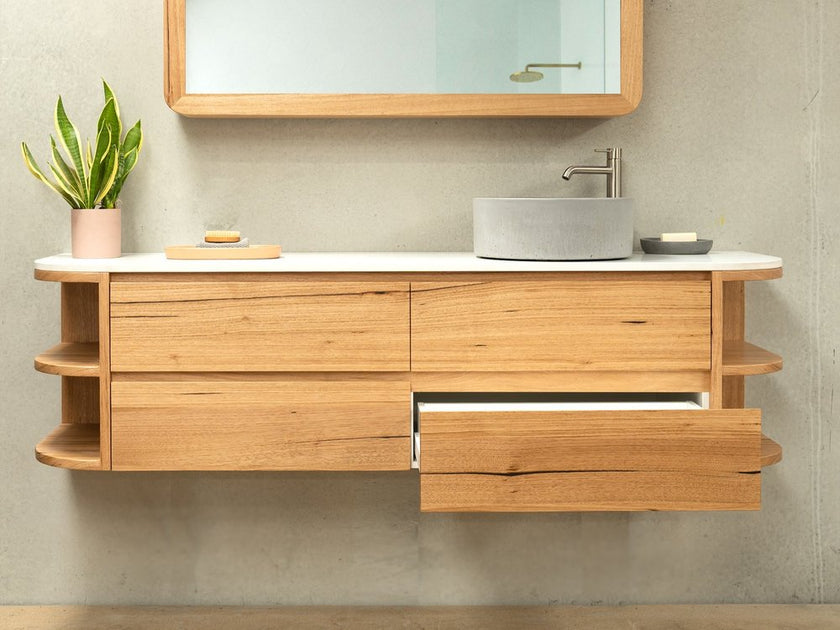 Wood bathroom vanity Surfcoast